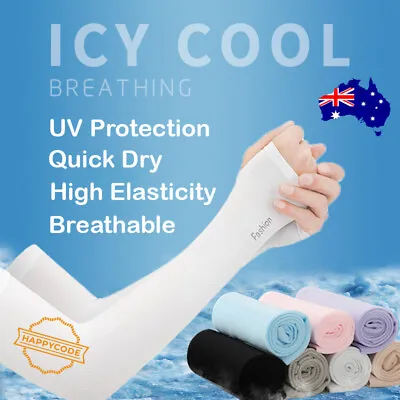 $8.29 • Buy UV Sun Protection Cooling Long Arm Driving Half Finger Gloves Sleeve Sports