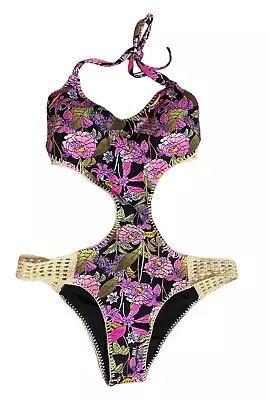 Nwt Victorias Secret Surf Crochet Monokini Tapestry Floral Bathing Swim Suit L • $69.99