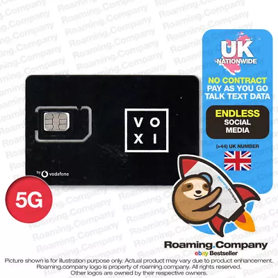 🚀 UK 5G DATA CALL TEXT PAYG Travel SIM Hotspot Roaming United Kingdom Vodafone • $9.60