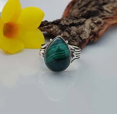Malachite Ring 925 Sterling Silver Amazing Green Gemstone Color All Size MO** • $14.95