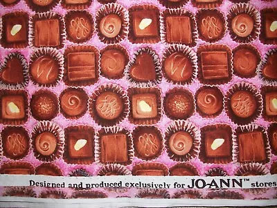 Joann Fabrics Vintage Pink Cotton Boxed Chocolate Candy Quilt & Craft Fabric • £4.34