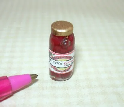 Miniature Glass Jar Of Maraschino Cherries W/Gold Lid: DOLLHOUSE 1:12  • $6.98