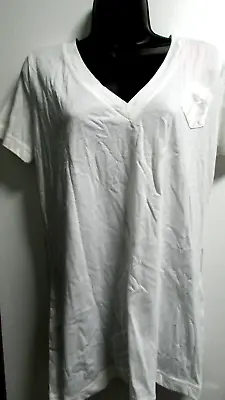 New Womens XL White V-Neck Pocket Pullover SS Boyfriend T-Shirt Top BY Mossimo • $9.99