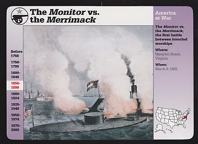 USS MONITOR Vs The CSS MERRIMACK U.S. Civil War Grolier Story Of America Card • $2.36