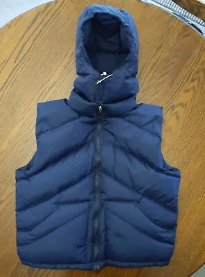 Vtg North Face Extreme Vest Sz L With Snap On Vtg Down Hood Navy Men Women Puffe • $55