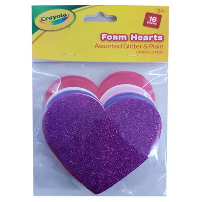 Children Kids Art And Craft Crayola Glitter & Plain Assorted Foam Hearts  • £2.95
