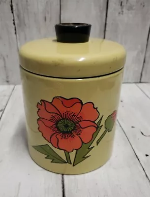 Vintage RANSBURG Canister 5 Inch Cream Green Orange Poppies Depression 1920's?  • $9.99