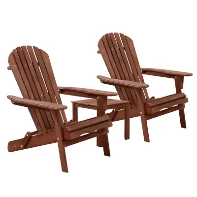 $293 • Buy Gardeon 3PC Outdoor Setting Beach Chairs Table Wooden Adirondack Lounge Garden