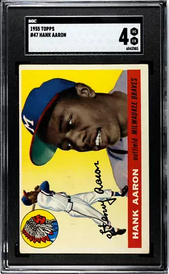 1955 Topps #47 Hank Aaron 2nd Year Braves SGC 4 • $525