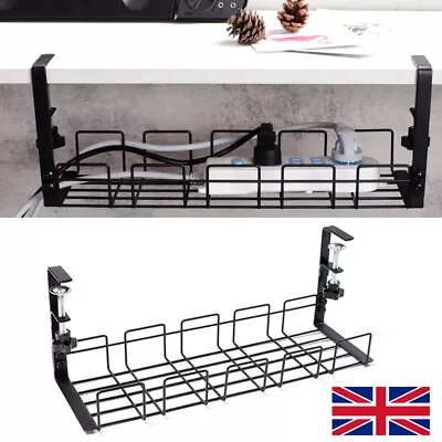 Under Tables Storage Rack Cable Management Tray Desk Socket Holder Wire Organize • £8.99