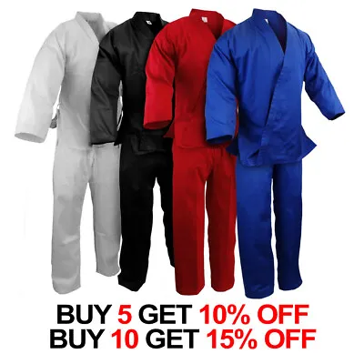 New Martial Arts Karate 7.5 Oz Gi Uniform W/White Belt WH/BK/RED/BLUE #0000~#10 • $28.45