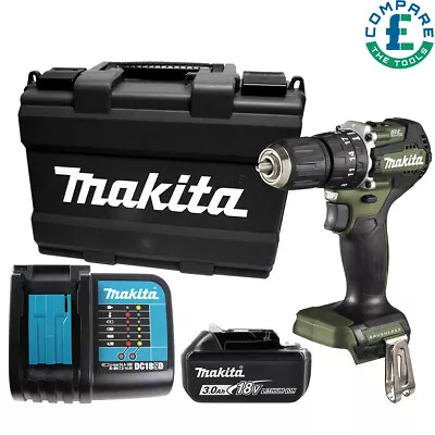 Makita DHP487FX3O 18V LXT Olive Green Combi Drill+ 1x 3Ah Battery Charger & Case • £179.68