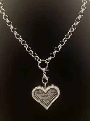 Mother’s Day Mom Mama Madre Ma Mum Rhinestone Pendant Heart Silver Tone Necklace • $10