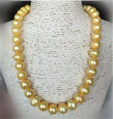 AAA+ 11-12 Mm Real Natural South Sea Golden Baroque Pearl Necklace 14k 20  18  • $29.99