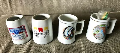 4 Mini Stein Mugs Budweiser Michelob Florida Indian Beer Shot Glasses • $6.99