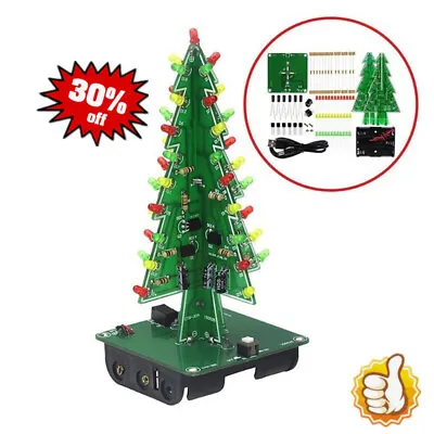 DIY 3D LED Flashing Christmas Trees Circuit Kits Glitter Electronic Learning Set • $4.62