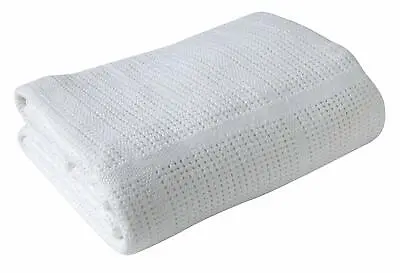 £5.99 • Buy White Premium Quality Cotton Cellular Blanket,Pram/Cot/Cotbed/Single/Double/King
