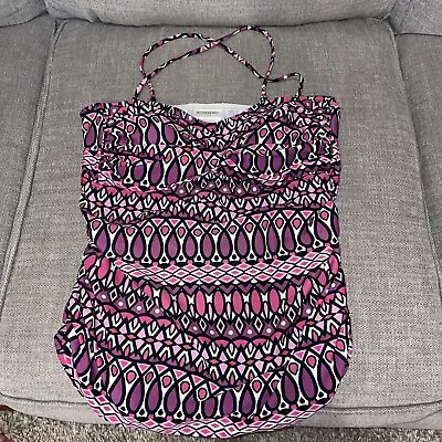 Motherhood Maternity Purple/Pink Tankini Removable Straps Swim Top & Bottoms MED • $6