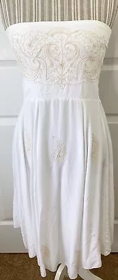 Vintage Y2K White Embroidered Boho Strapless Handmade Indonesia Sun Dress~O/S • $30