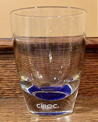 Ciroc 4” Vodka Cocktail Glass: Clear • Weighted Blue Base • Etched Logo • Italy • $8.95