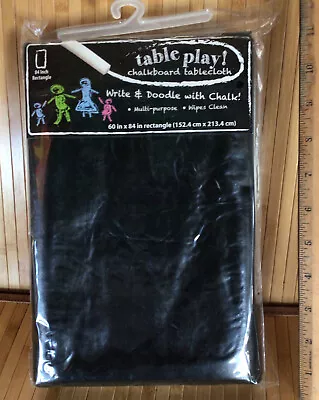 Town & Country Black Chalkboard Tablecloth 60 X 84  Write Vinyl Party Play NWT • $17.99