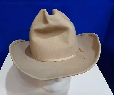 HI Roller Softwire Brim Beige Wool Cowboy Hat Size 7 100% Wool U-Shape-It Vtg • $7.99