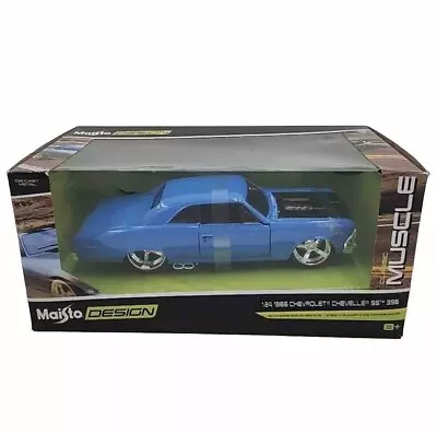 1966 Chevrolet Chevelle SS 396 Blue With Black Hood  Classic Muscle  1/24 Die... • $29.95
