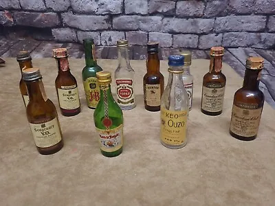 Lot Of 11 Vintage Empty Mini Glass Alcohol Liquor Miniature Bottles  • $14.99