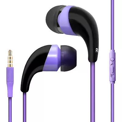 Purple Color 3.5mm Earphones Remote Control W/ Mic. Handsfree Stereo Headset • $8.80