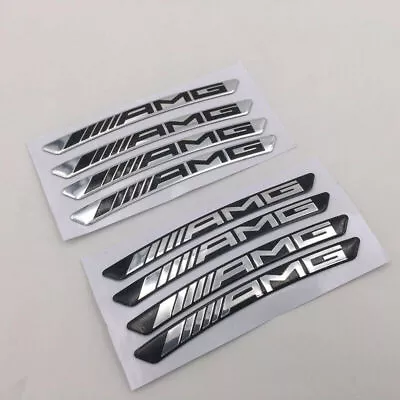 Hot 3D Amg Emblem Badge Sport Wheel Wheels Rim Sticker Decal Chrome 4Pcs Set • $16.90