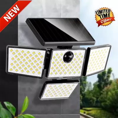 Solar Lights Outdoor Motion Sensor 4 Heads Security Floodlight Waterproof • $21.64