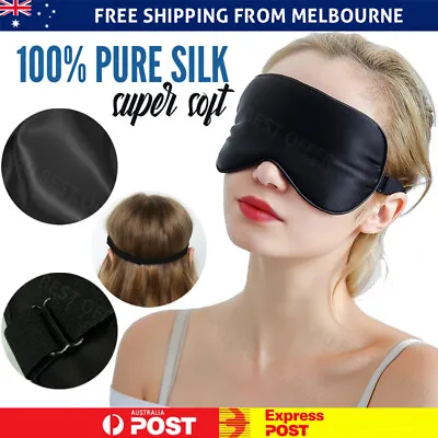 $7.95 • Buy Pure Silk Sleeping Eye Mask Sleep Soft Blindfold Lights Out Travel Relax AU