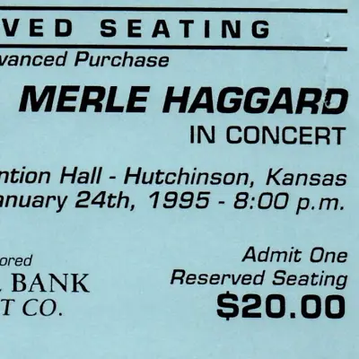 1995 Merle Haggard Concert Ticket Unused Hutchinson KS Wichita KGLS KHMY 93.1 • $22.49