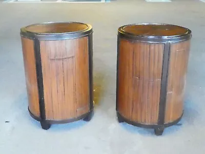 Pair Of Handsome Mcguire Wood And Bamboo Drum Tables • $800