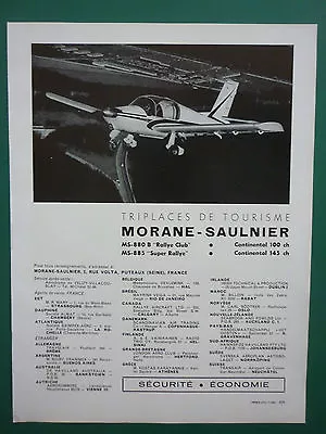 7/1962 Pub Morane Saulnier Ms 880 Rally Ms 885 Super Rally Aircraft French Ad • $10.63