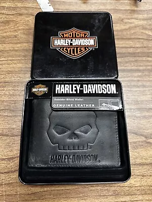 Harley-Davidson Men's Outsider Skull Bi-Fold Leather Wallet W/ RFID HDMWA11664 • $38