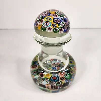 Vintage Murano Millefiori Glass Paperweight Inkwell Bottle Stopper Multi Color • $179.99