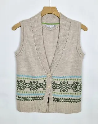 Fat Face Multi Colours Fairisle Nordic Wool Alpaca Sleeveless Sweater Vest Sz 10 • £23.99