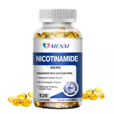 Nicotinamide Resveratrol 500MG Anti-aging NAD Supplement 120 Capsules US • $13.01