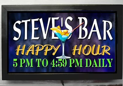 Personalized Happy Hour Bar Sign /custom Bar Sign Bright Led Light Martini • $75.95