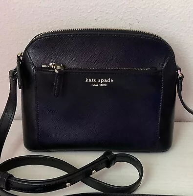 Kate Spade Louise Medium Dome Leather Crossbody Shoulder Bag Black EUC • $90