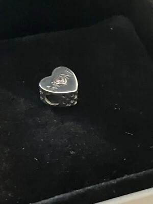 £0.99 • Buy Pandora Sterling Silver  Mom Mum Heart Bead Charm S925 ALE Pink Cubic Zirconia