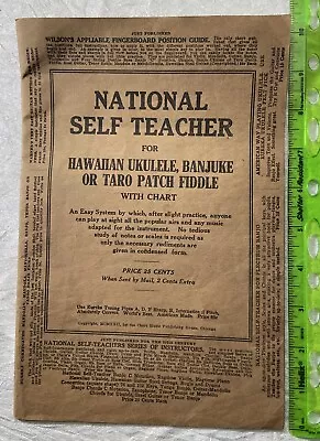 Vintage 1922 National Self Teacher Hawaiian Ukulele Banjuke Or Taro Patch Fiddle • $7.50