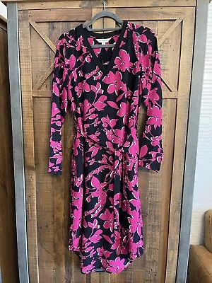 M&S Autograph Black & Pink Floral Dress Size 8 BNWT • £7.99