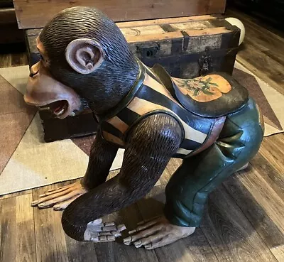 Vintage Carved Wooden Monkey Carousel Carnival Merry Go Round Folk Art • $4250