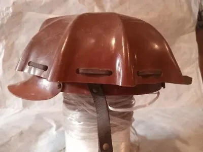 Coal Miners Cap For Oil Wick Lamp Turtle Helmet Hat Leather Boy Size • $235