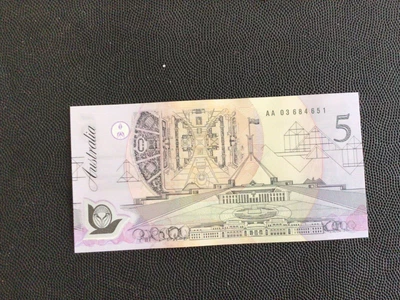 $12.59 • Buy Australian $5 Polymer Note Fraser/Cole AA 03684651