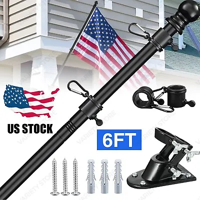 6FT Flag Pole Kit Heavy Duty Bracket Or Metal Pole W/ 2Rotating Rings For Garden • $16.45