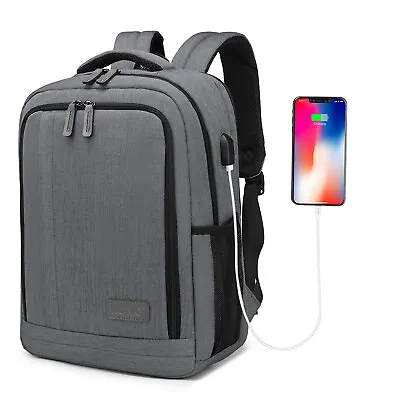 Rucksack Medium Shoulder Bag Travel A4 Backpack USB Charging Port Waterproof • £16.98