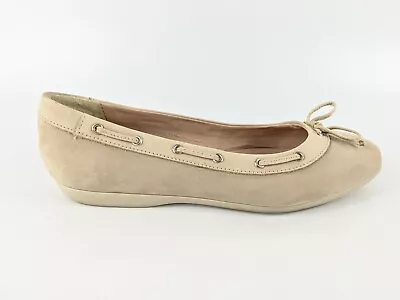 M & S Footglove Beige Leather Slip On Ballet Shoes Uk 5 Wider Fit • £17.99